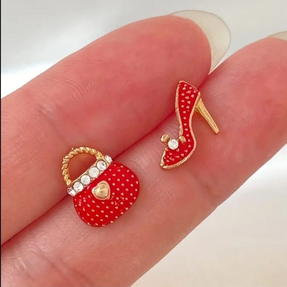Red Purse and Heels Earrings - Picture 2 of 5